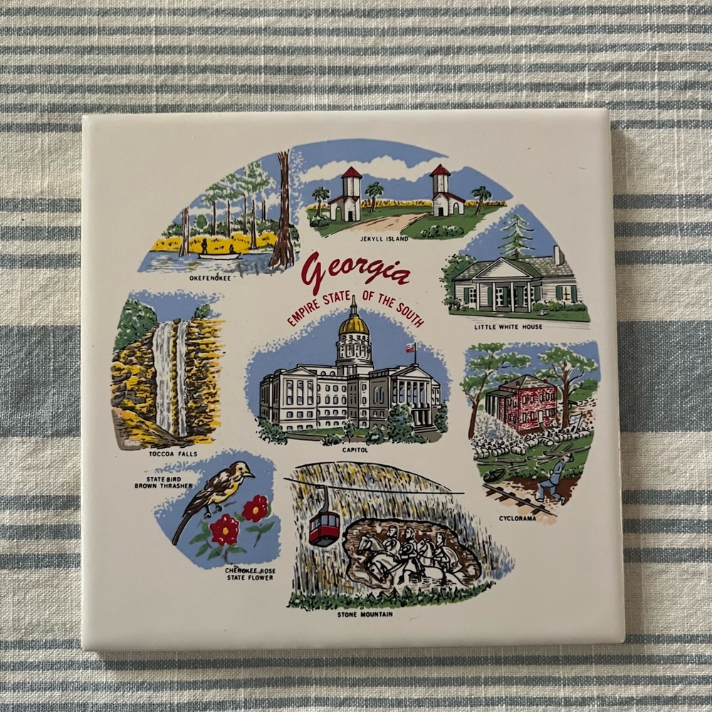 Vintage Ceramic Tile Trivet Georgia Souvenir Decor